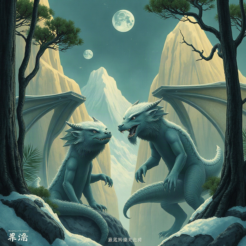 奇幻精选短剧《山海拾光记》异兽山林插画封面